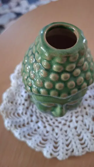 Testa di Buddha verde in ceramica