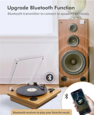 Tocadiscos Portátil VIFLYKOO Madera Natural