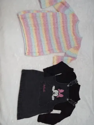 Conjunto Ropa Niña: Vestido de punto y peto miniie