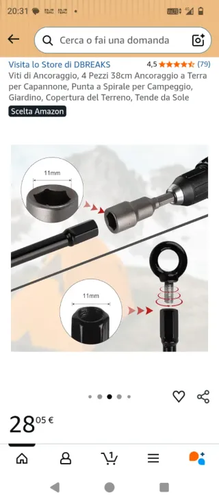 Set 4 Viti Ancoraggio Terra Spirale