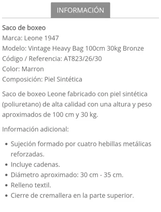 Saco Boxeo Leone 1947 Bronze.