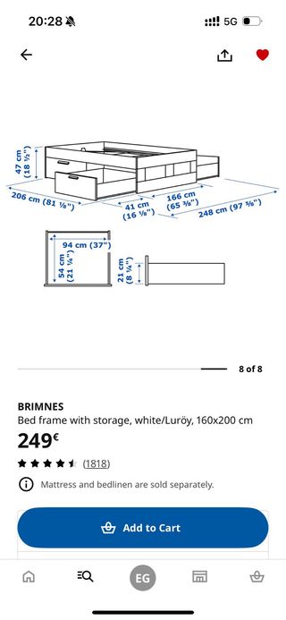 Cama Ikea Brimnes 160x200