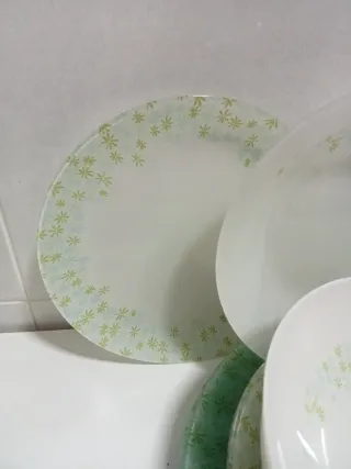 Vajilla de vidrio templado con diseño floral