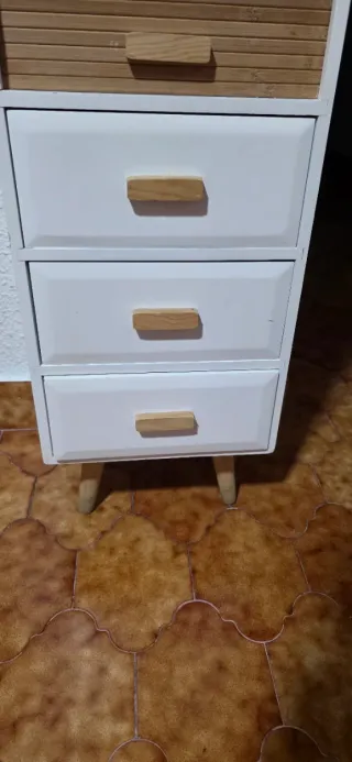 Mueble panera blanco y madera