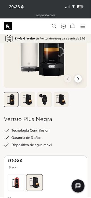 Cafetera Nespresso Vertuo Plus Automática