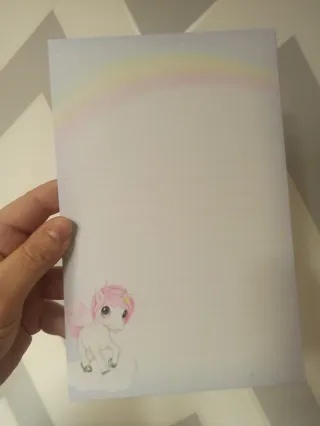 Set de 4 cartas y 4 sobres de unicornio