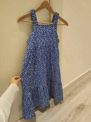 Vestido Mango Talla 11-12 Floral Azul