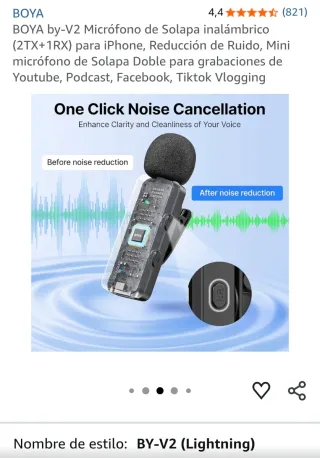 BOYA BY-V2 Micrófono Solapa Inalámbrico iPhone
