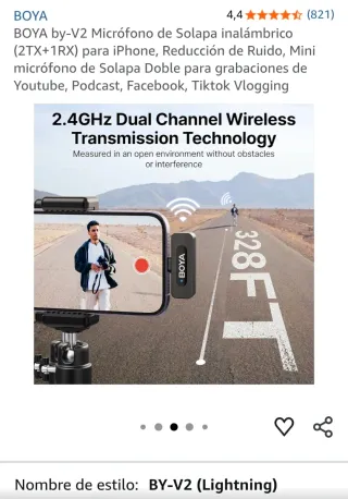 BOYA BY-V2 Micrófono Solapa Inalámbrico iPhone