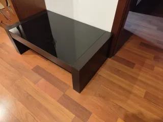 Mesa de centro cristal y madera