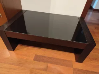 Mesa de centro cristal y madera