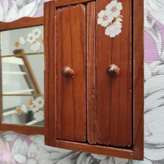 Joyero de madera vintage con espejo