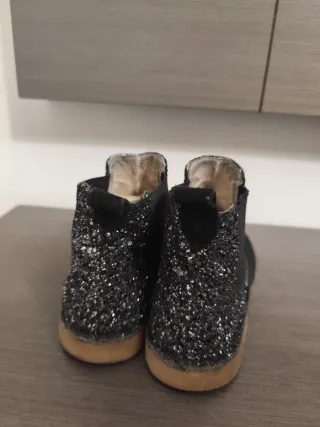 Botines Serraje Glitter Negro Talla 40