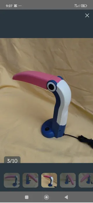 Lámpara Escritorio Vintage Toucan Azul Rosa