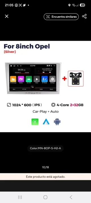 Radio GPS Opel 8 Carplay Android Auto