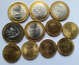 11 Monedas Conmemorativas de 10 Rublos Rusos