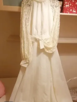 Vestido Vintage Pronovias 1978 Blanco T.M