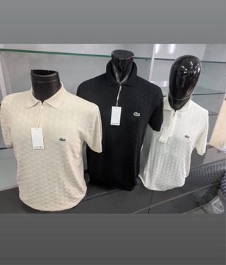 Polos Lacoste Grabados Beige, Negro y Blanco