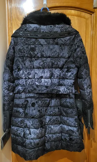 Abrigo Desigual Talla 42 Negro/Gris