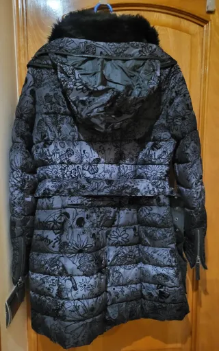 Abrigo Desigual Talla 42 Negro/Gris