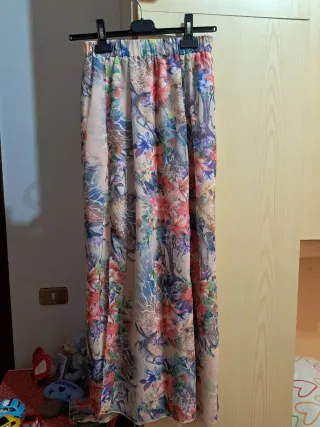 Gonna lunga floreale con elastico in vita