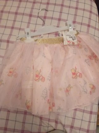 Falda Tutú Niña Winnie Pooh Rosa Dorada