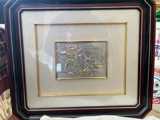 Quadro in metallo dorato e argentato