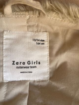 Chaqueta Zara Girls pelo sintético beige