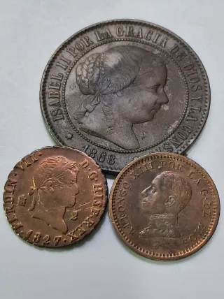 España Lote 6 monedas Antiguas - Cobre