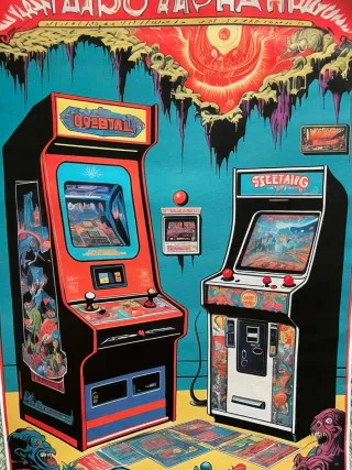 SET di due stampe su TELA Arcade Game Machine Post