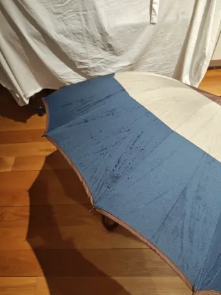 Paraguas automático azul y blanco