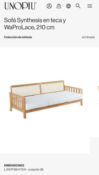 Sofá Synthesis Unopiù Teca y WaProLace 210cm
