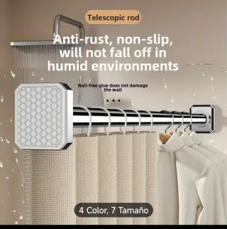 Cortina de ducha GRIS  + palo en NEGRO.