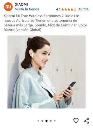 Auriculares Xiaomi Mi True Wireless 2 Basic