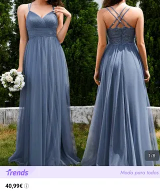 Vestido largo azul de fiesta