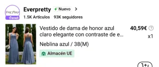 Vestido largo azul de fiesta