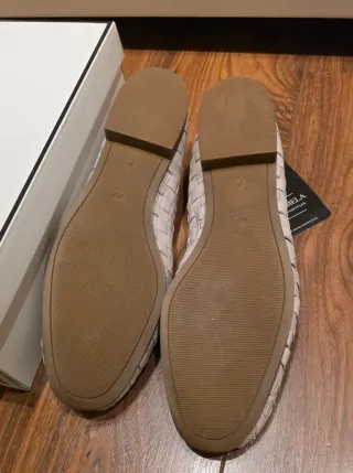 Zapatos planos mujer beige tejidos