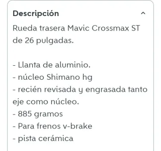 Llanta Trasera Mavic Crossmax Cerámica