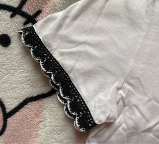 Maglietta Zara bianca con pizzo nero