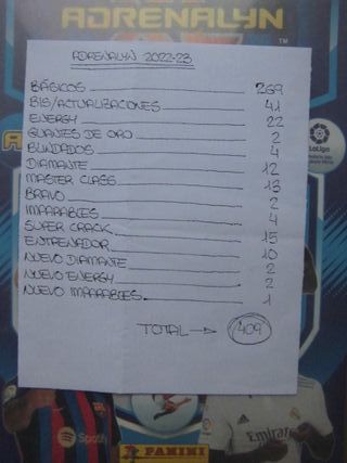 ÁLBUM ARCHIVADOR ADRENALYN 2022-23 + 409 CARTAS