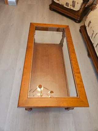 Mesa de centro madera y cristal