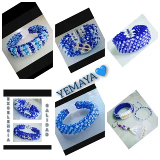 Pulseras de cuentas blancas y plateadas