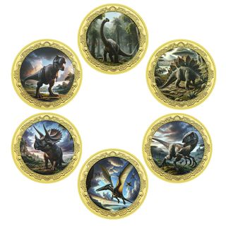 6 MONEDAS DE COLECCIÓN DE 40 MM DINOSAURIOS