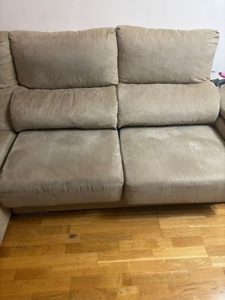 Sofá chaise longue beige extraíble