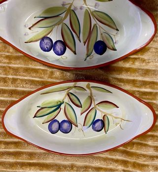 Set 2 Cuencos Cerámica Decoración Aceitunas