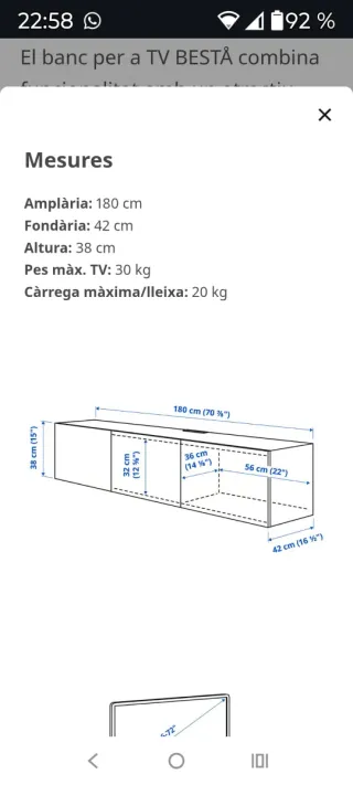 Mueble TV madera y blanco