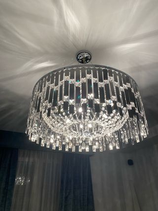 Lámpara de salón de cristal y metal