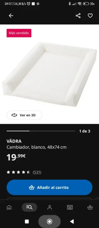 Juego cestos almacenaje y cambiador con funda