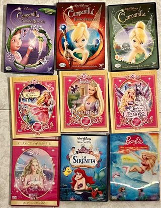 VerschiedDVDs Disney: Barbie, Campanilla, Sirenita