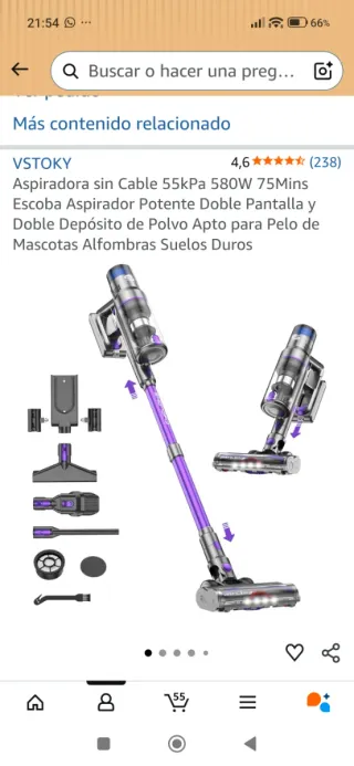 Aspiradora VSTOKY sin Cable 55kPa